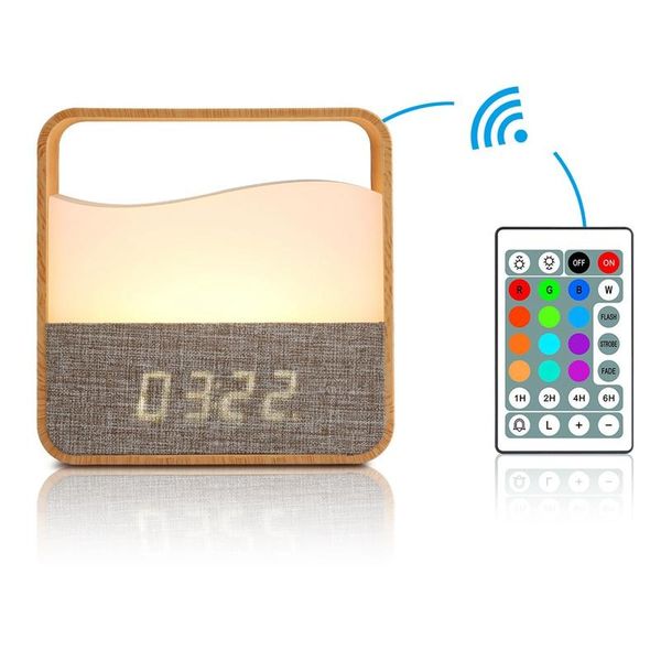 

other clocks & accessories baby night lights rechargeable, touchable small table lamp led clock rgb color changing bedside with usb port