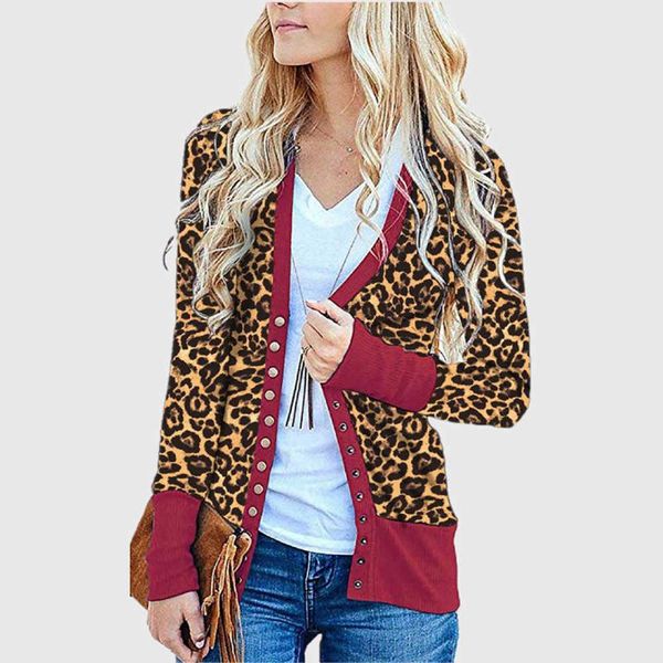 

women's jackets icclek leopard jacket women coat soft long sleeve spring autumn basic coats female slim o, Black;brown