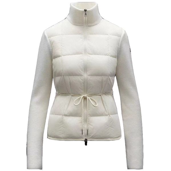 

knitted down jacket european and american style simple stand collar slim waist women's coat zipper stitching fashion jackets, Black