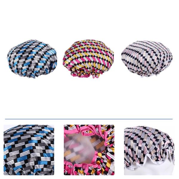 

shower caps 3pcs satin bath thicken bathing double layer hats