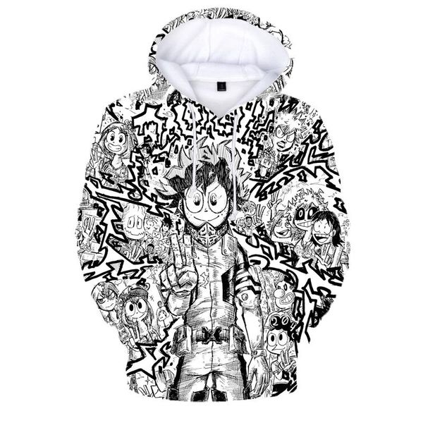

men's hoodies & sweatshirts 3d my hero academia loose casual oversize hoodie sweatshirt men women regular pullover streetwears clothes, Black
