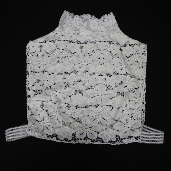 

bow ties stand detachable collars for women lace flower embroidered faux collar ladies fake half shirt ruffle, Black;gray