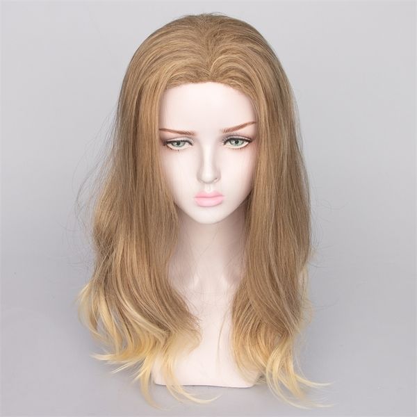 

long medium women's wig chemical fiber hair cover, Black