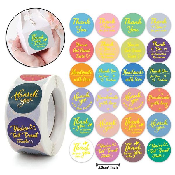

other arts and crafts bronzing thank you stickers roll colorful 500-count round for wedding birthday party favor holiday celebration dc112