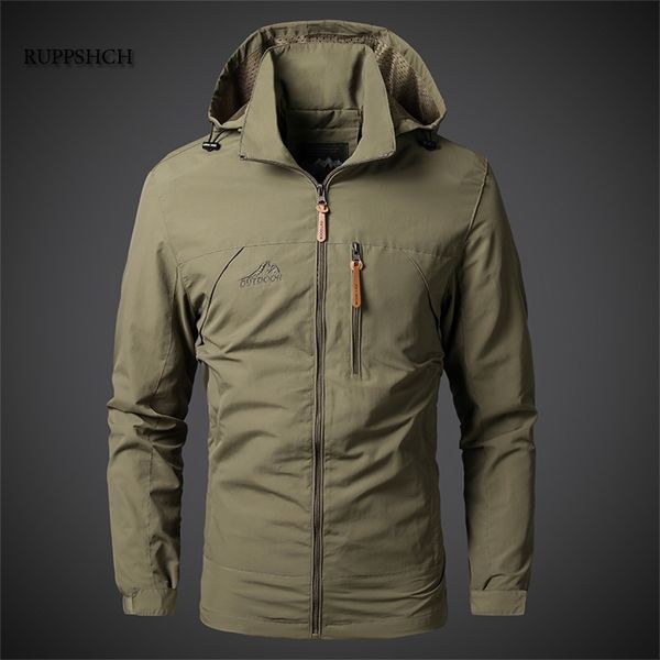 

men waterproof jacket hooded casual outdoor windbreaker windproof spring autumn fashion clothing 211103, Black;brown