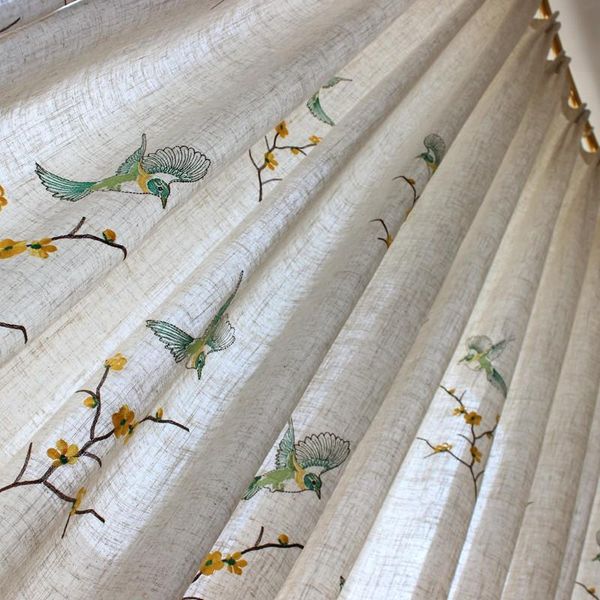 

curtain & drapes linen window embroidery semi-shading finished custom shading handmade cloth