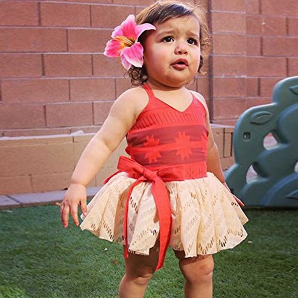 Neonate Moana Vestito estivo Bambini Tutu Bow Beach Vestito estivo Toddldr Bambini Strap Backless Cartoon Princess Carino Costume Cosplay Q0716