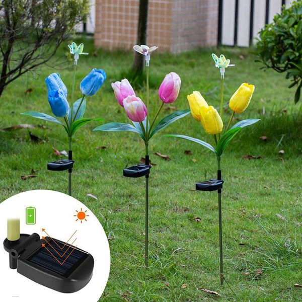 

lawn lamps 4led tulip/ flower dragonfly/ solar light led garden