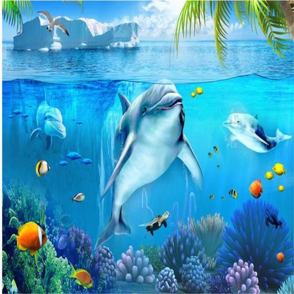 

wallpapers blue three-dimensional underwater dolphin 3d background wall