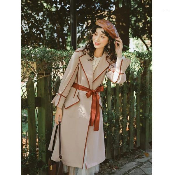 

2019 new fashion women's clothing trench coat for women1, Tan;black