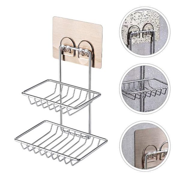 

soap dishes drilling double layer rack rustproof container for bathroom