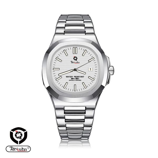 

men's automatic mechanical watch luxury brand requin silver white case nautilus folding clasp 5711 sporty elegant, Slivery;brown