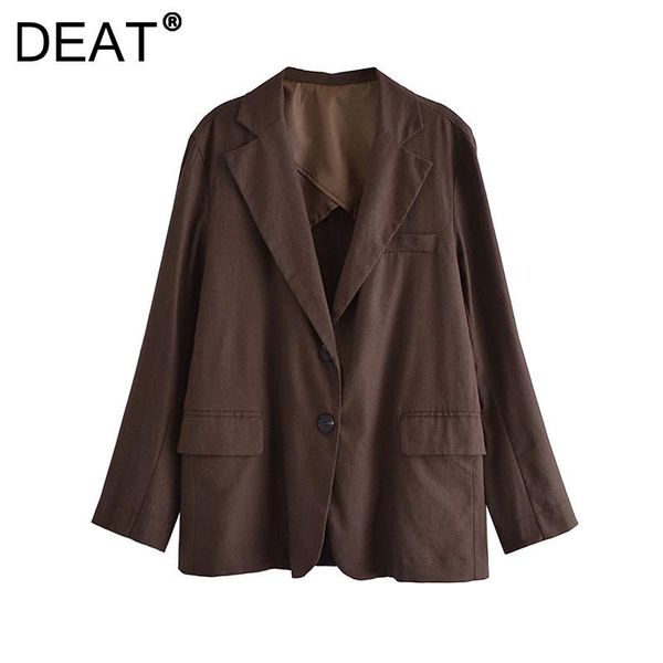 

women's suits & blazers [deat] 2021 autumn fashion tide coat long sleeve turn-down collar single-breasted loose simple blazer women 13z, White;black