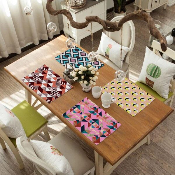 

mats & pads fuwatacchi fashion simple geometry pattern table mat creative napkin for wedding kitchen decor placemat dining accessories