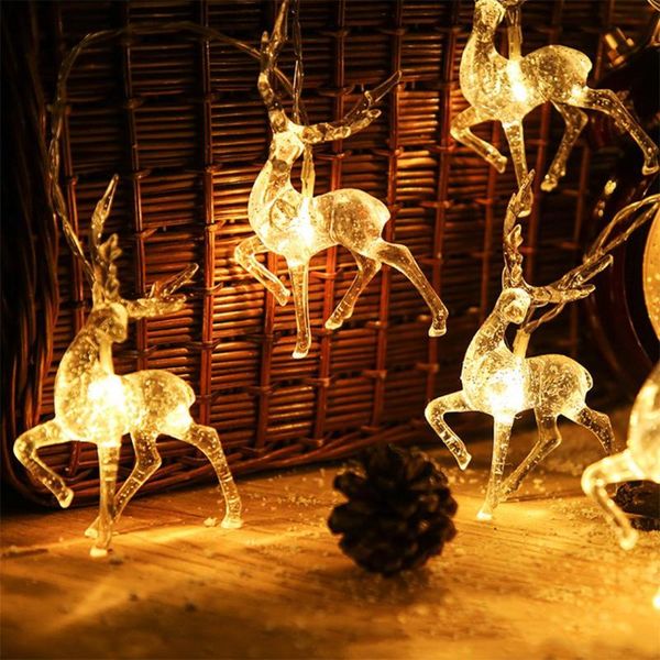 

10-20 lamp battery operated warm white led reindeer fairy string lights xmas decor