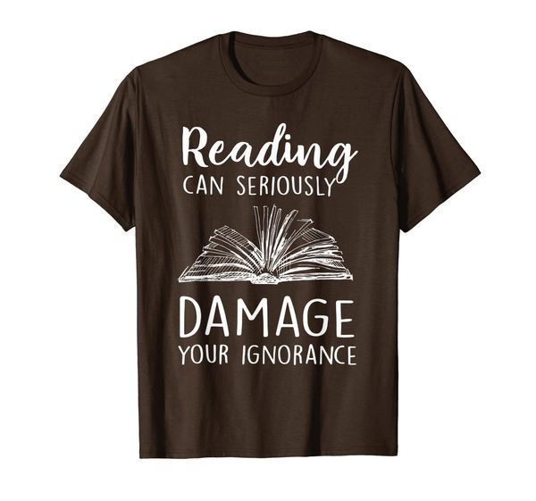 

reading can seriously damage your ignorance book hippie t-shirt, White;black