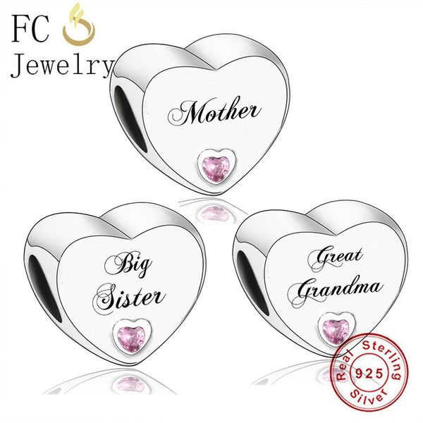 

fc jewelry fit original brand charm bracelets 925 silver mother grandma childminder big sister nanny bead making berloque 2020 q0531, Black