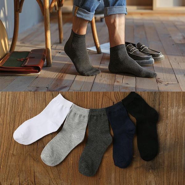 

men's socks 1pc medium tube autumn and winter solid color business sports manufacturers wholesale, Black