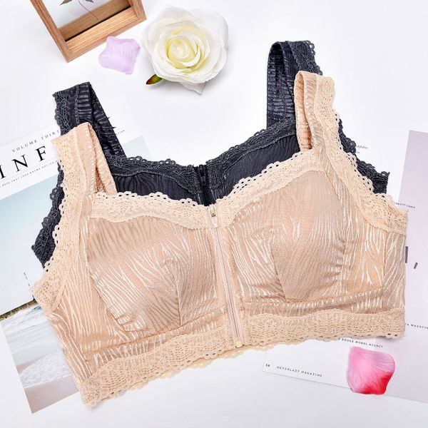 

Front Zipper Push Up Bra Sexy Plus Size Bralette Lace Female Wireless Bras New Pattern Underwear, Skin