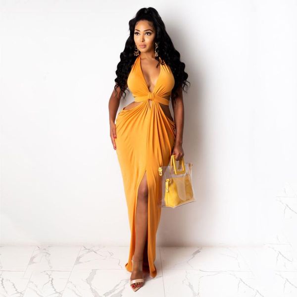 

casual dresses donsignet fashion women's dress summer v-neck pullover party hanging neck halter hollow maxi, Black;gray