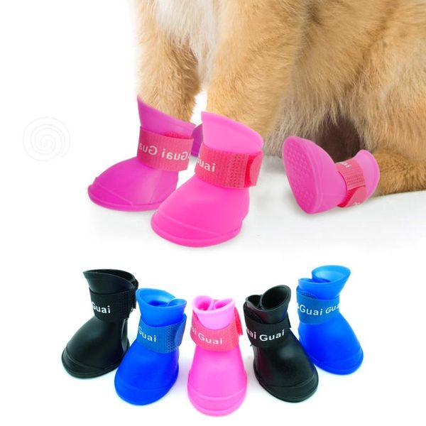

dog apparel waterproof shoes no-slip rain boots outdoor wear protector for small medium dogs pink blue black