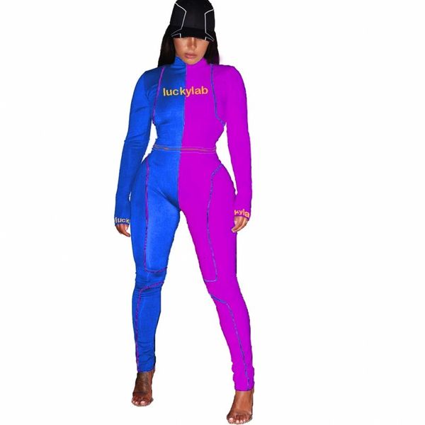 

oversize letters print fitness training 2 piece defines female turtlenecks high harvest and skinny pants suit autumn colors splice c6rm, Gray