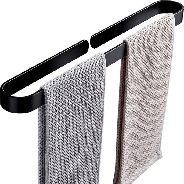 

towel rings rack bar storage shelf kitchen adhesive bathroom hanger punch space aluminum wall hanging black organizer simple