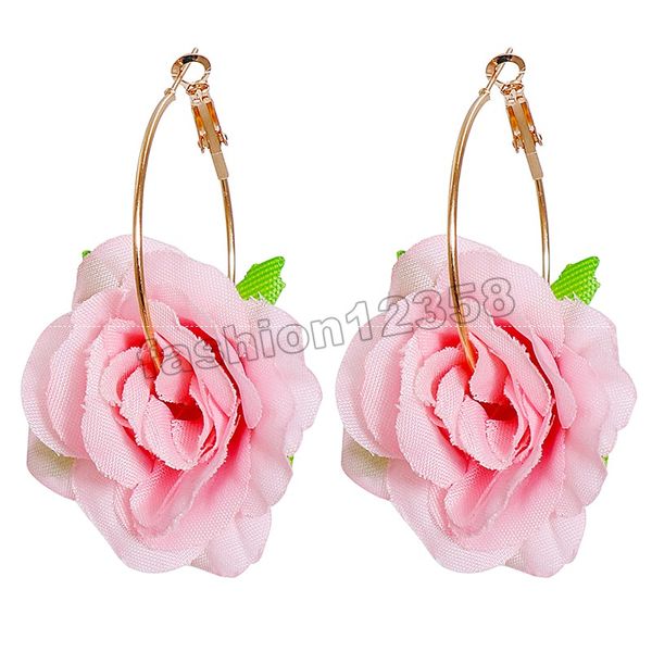 

artificial pink flower dangle earrings acrylic sweet bohemia style jewelry drop earrings for women preferred accessories, Silver