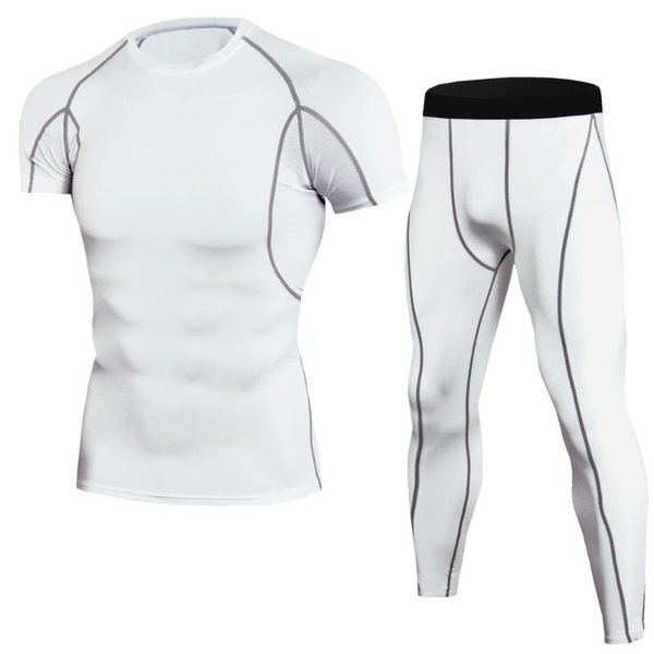 

men's tracksuits fitness suit t-shirt + trousers compression, quick-drying, breathable clothing, high elasticity tights, Gray