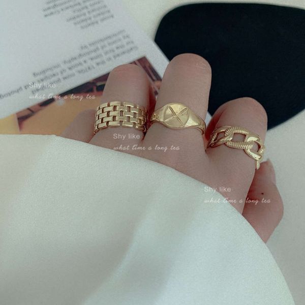 

hbp fashion the same of dongdamen, south korea, metal wide edition, fashionable personalized, mixed with open and index finger ring, Silver