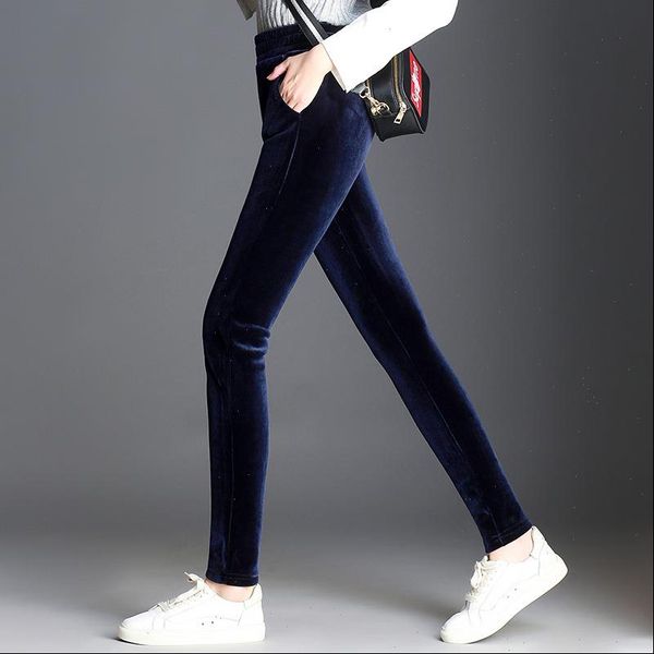 

winter velvet warm leggings womens plus size 5xl 6xl velour high waist pants skinny stretchy casual long trousers woman, Black