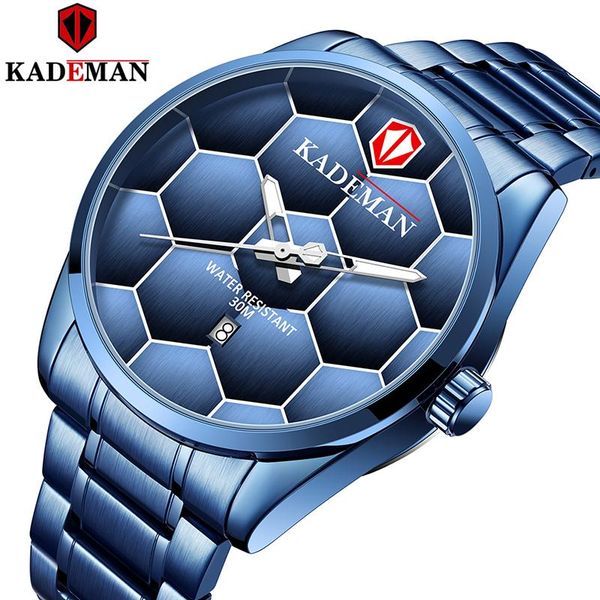 

wristwatches kademan sport quartz clock calendar display waterproof stainless steel male wrist watches relogio masculino gifts for mens, Slivery;brown