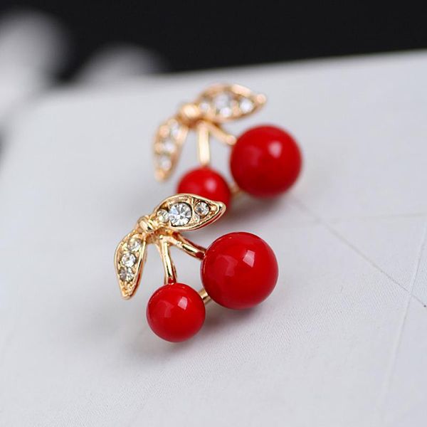 

dangle & chandelier women cute red cherry earrings crystal stud nin668, Silver