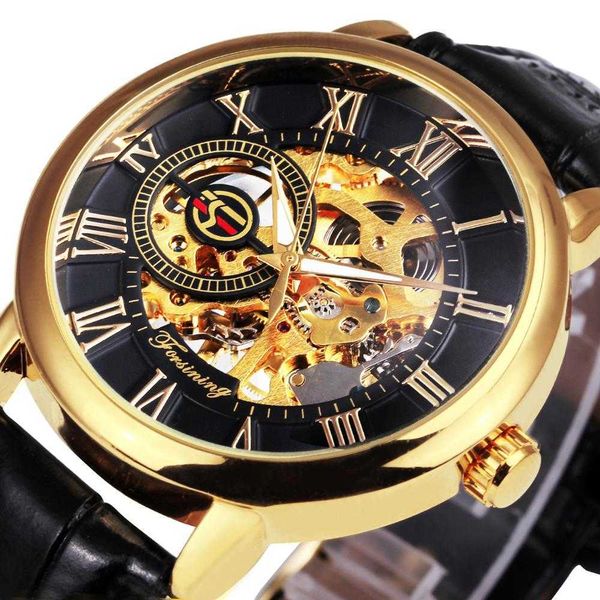 

mechanical man gold watch mens watches brand luxury winner clock male skeleton leather forsining 3d hollow engraving 210728, Slivery;brown