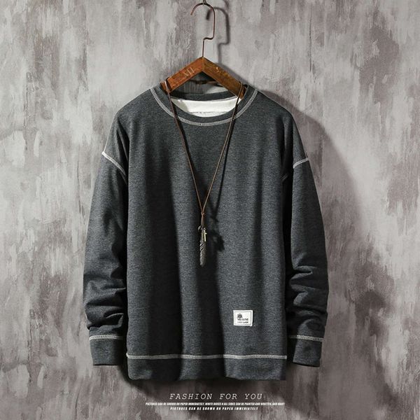 

sleeve loose trend autumn men's long casual sweater crew neck 2021, Black