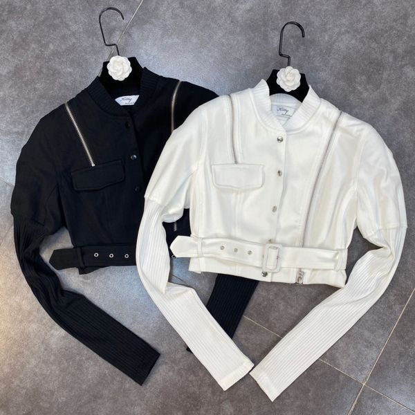 

2021 Spring Fresh Arrivals Short Solid Color Single Long Sleeve Waistline Breasted with Jacket Bands Jdpa, Black;brown