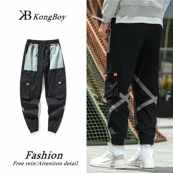 

2021 men, men's men wear straight korean hip track pants, jogging pants 2p5o, Black
