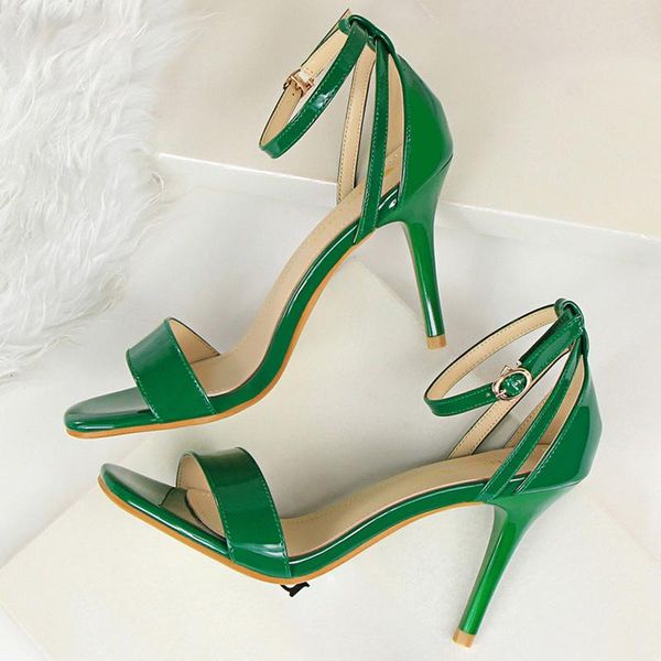

2021 women classic 9cm high heels fetish size 40 sandals female gladiator summer shoes lady red green platform pumps, Black
