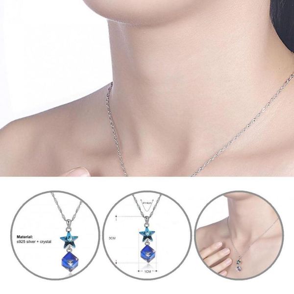 

pendant necklaces lightweight stylish electroplating star necklace jewelry faux crystal five-pointed for prom, Silver