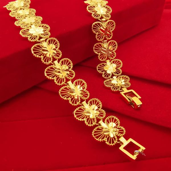 

link, chain butterfly bracelet yellow gold filled womens charm wrist, Black