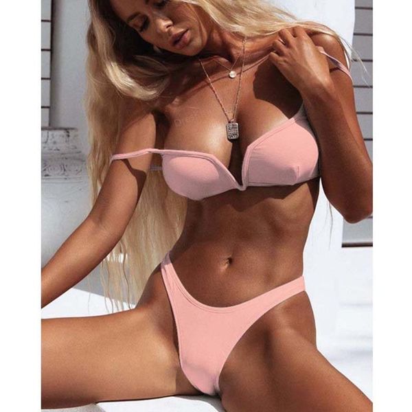 

new solid underwire super brazilian thong bikini women push up swimsuit beach swimwear bathing suit girls swimming suit
