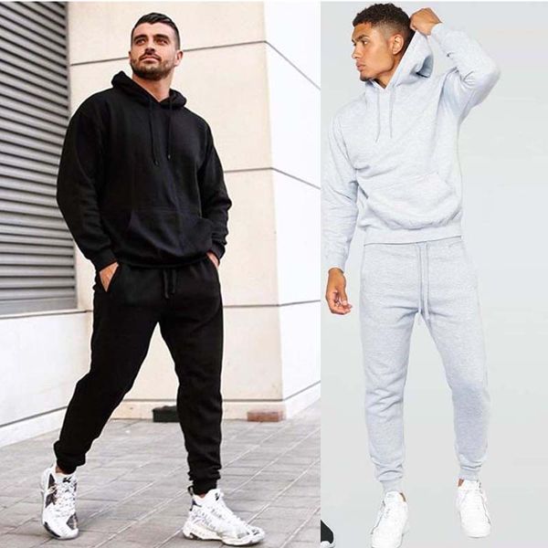 

men's hoodies & sweatshirts sets womens tracksuits hooded autumn winter fleece oversize solid pullovers jackets couple hjiy, Black