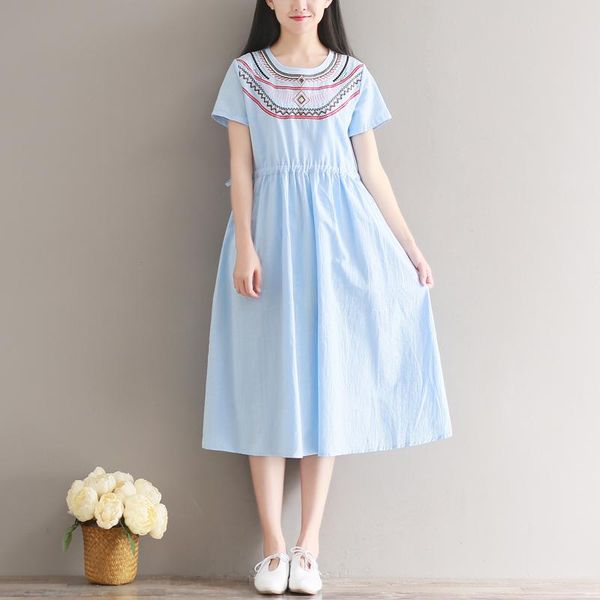 

maternity dresses cotton linen embroidery clothes pregnant dress for women summer fashion2021, White