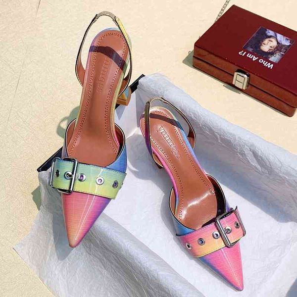 

sandals discolor rainbow women pumps comfortable cup heeled office lady shoes fashion slingback high heels summer birde shoes 8er0, Black
