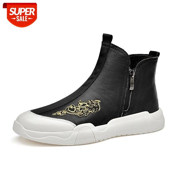 

winter warm men boots genuine leather british style fur outdoor snow boots handmade high-sneakers ankle size 37-45 #bc8c