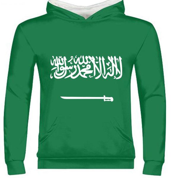 

men's hoodies & sweatshirts saudi arabia male custom name number sau zipper sweatshirt nation flag sa arabic arab islam arabian country, Black