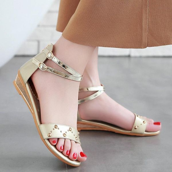 

2621 womens shoes ladies fashion peep open toed ankle flat sandals roman shoes woman beach summer sandalias mujer women shoes, Black