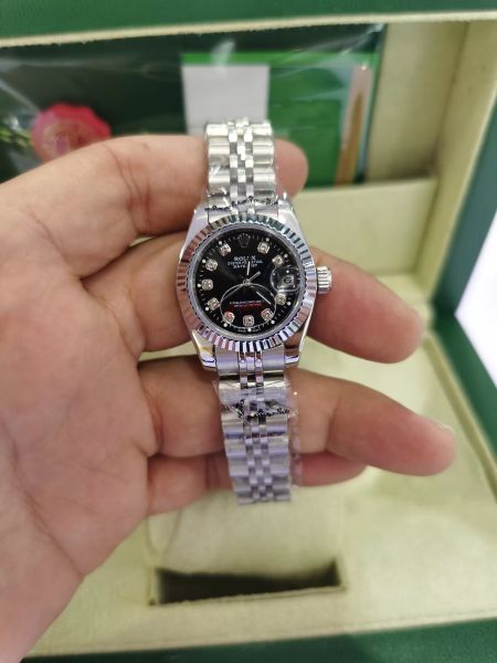 

18 colors women 26mm automatic mechanical diamonds watch no battery sweeping movement self winding stainless steel clock datejust wristwatch, Slivery;brown