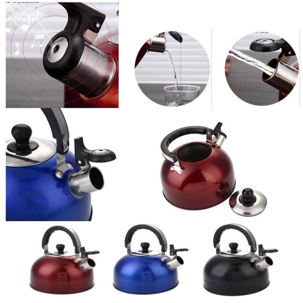 

camp kitchen kettle stainless steel outdoor camping whistling 2.3l teapot