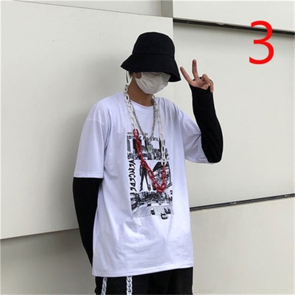 

2021 new long-sleeved t-shirt men's autumn korean version of the trend loose wild leisure h8fc, White;black